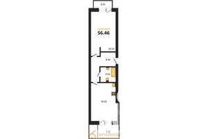 1-к квартира, вторичка, 56м2, 3/9 этаж