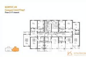 2-к квартира, вторичка, 66м2, 8/17 этаж