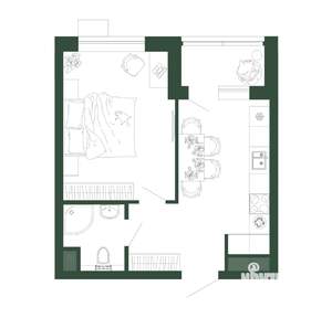 1-к квартира, строящийся дом, 35м2, 10/13 этаж