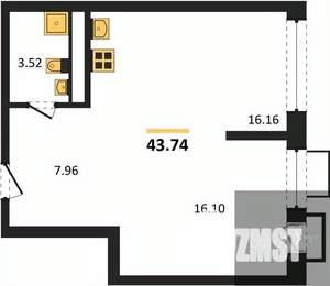 1-к квартира, вторичка, 44м2, 9/21 этаж