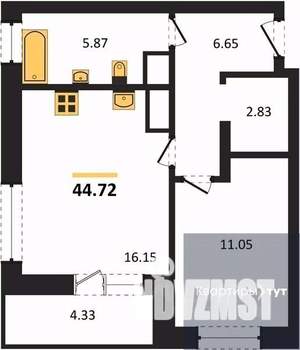 1-к квартира, вторичка, 45м2, 9/25 этаж
