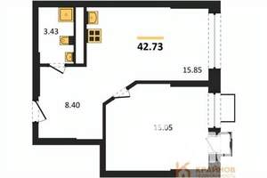 1-к квартира, вторичка, 43м2, 4/21 этаж