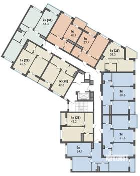 2-к квартира, строящийся дом, 61м2, 9/13 этаж