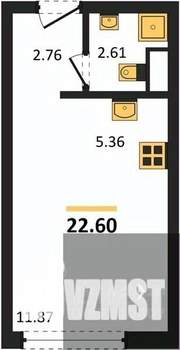 Студия квартира, вторичка, 23м2, 1/15 этаж