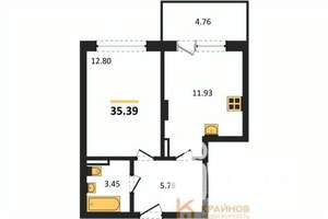 1-к квартира, вторичка, 35м2, 15/18 этаж