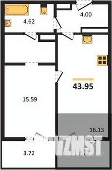 1-к квартира, вторичка, 44м2, 12/18 этаж