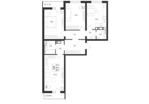 3-к квартира, вторичка, 89м2, 15/17 этаж