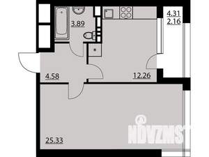 1-к квартира, вторичка, 48м2, 11/25 этаж
