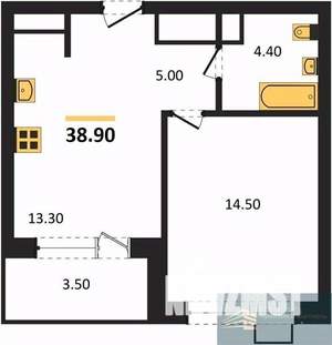 1-к квартира, вторичка, 39м2, 5/13 этаж
