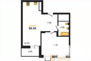 1-к квартира, вторичка, 50м2, 6/15 этаж