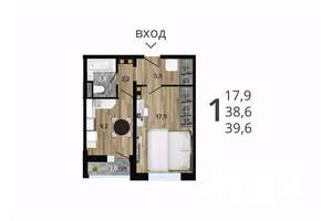 1-к квартира, строящийся дом, 40м2, 9/15 этаж