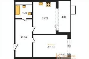 1-к квартира, вторичка, 47м2, 18/21 этаж