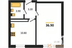 1-к квартира, вторичка, 37м2, 1/17 этаж