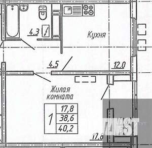 1-к квартира, вторичка, 40м2, 10/20 этаж