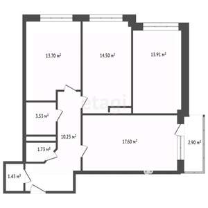 3-к квартира, вторичка, 78м2, 17/19 этаж
