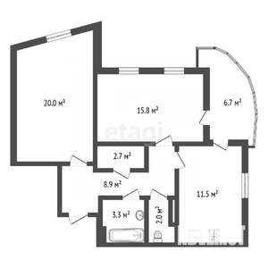2-к квартира, вторичка, 71м2, 11/17 этаж