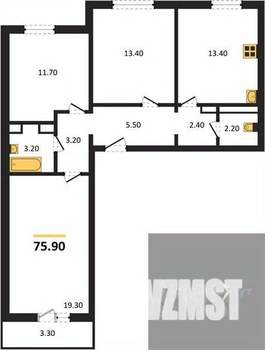 3-к квартира, вторичка, 76м2, 8/17 этаж