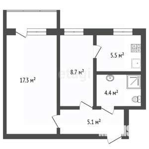 2-к квартира, вторичка, 41м2, 3/5 этаж