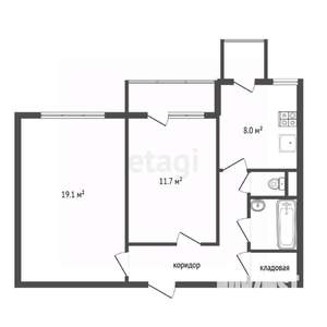 2-к квартира, вторичка, 54м2, 7/9 этаж