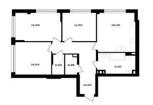 3-к квартира, вторичка, 91м2, 1/4 этаж