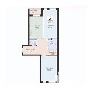 2-к квартира, вторичка, 66м2, 7/18 этаж