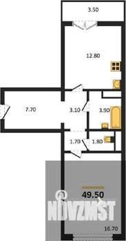 1-к квартира, вторичка, 50м2, 1/17 этаж