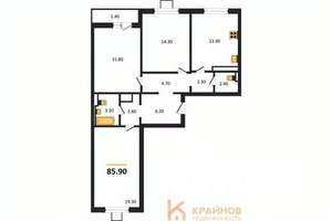 3-к квартира, вторичка, 86м2, 3/17 этаж
