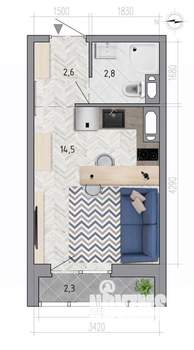 Студия квартира, вторичка, 21м2, 11/18 этаж