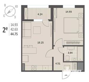 1-к квартира, строящийся дом, 45м2, 5/18 этаж