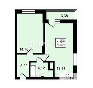 1-к квартира, вторичка, 44м2, 6/27 этаж