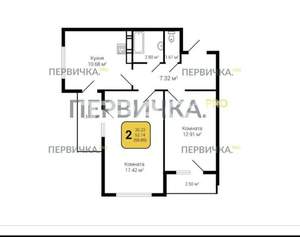 2-к квартира, сданный дом, 55м2, 17/20 этаж