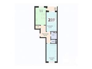 2-к квартира, вторичка, 67м2, 3/18 этаж