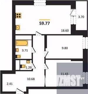 2-к квартира, вторичка, 60м2, 17/25 этаж