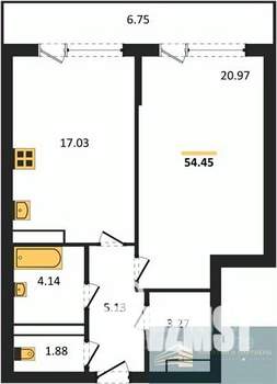 1-к квартира, вторичка, 56м2, 20/23 этаж