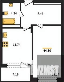 1-к квартира, вторичка, 44м2, 10/18 этаж