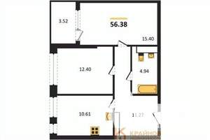 2-к квартира, вторичка, 56м2, 4/21 этаж