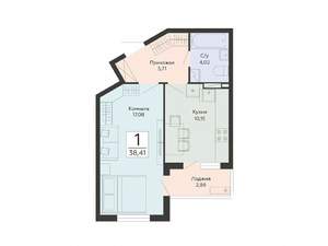 1-к квартира, строящийся дом, 38м2, 8/13 этаж