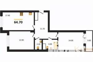 2-к квартира, вторичка, 65м2, 3/13 этаж