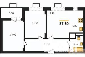 2-к квартира, строящийся дом, 58м2, 14/14 этаж