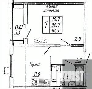 1-к квартира, вторичка, 38м2, 10/19 этаж