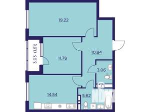 2-к квартира, вторичка, 67м2, 9/18 этаж