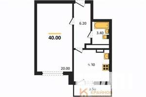 1-к квартира, вторичка, 40м2, 24/25 этаж