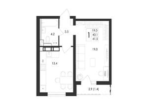 1-к квартира, вторичка, 42м2, 1/17 этаж