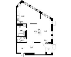 Студия квартира, строящийся дом, 110м2, 18/21 этаж