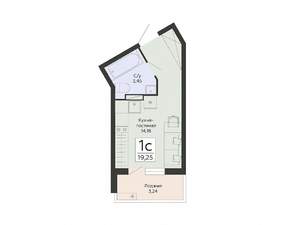 Студия квартира, строящийся дом, 19м2, 9/13 этаж