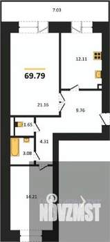 2-к квартира, вторичка, 70м2, 2/14 этаж