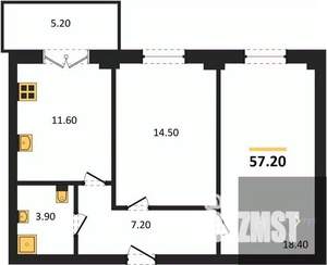 2-к квартира, вторичка, 57м2, 10/15 этаж