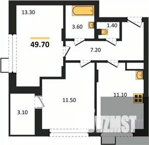 2-к квартира, вторичка, 50м2, 3/13 этаж
