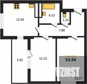 2-к квартира, вторичка, 54м2, 18/28 этаж