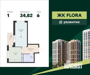 1-к квартира, вторичка, 35м2, 6/15 этаж